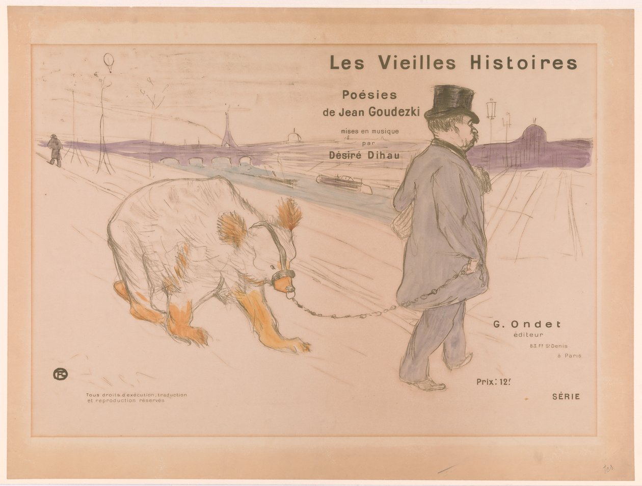 Kansiluonnos teokseen "Les Vieilles Histoires" tekijältä Henri de Toulouse-Lautrec