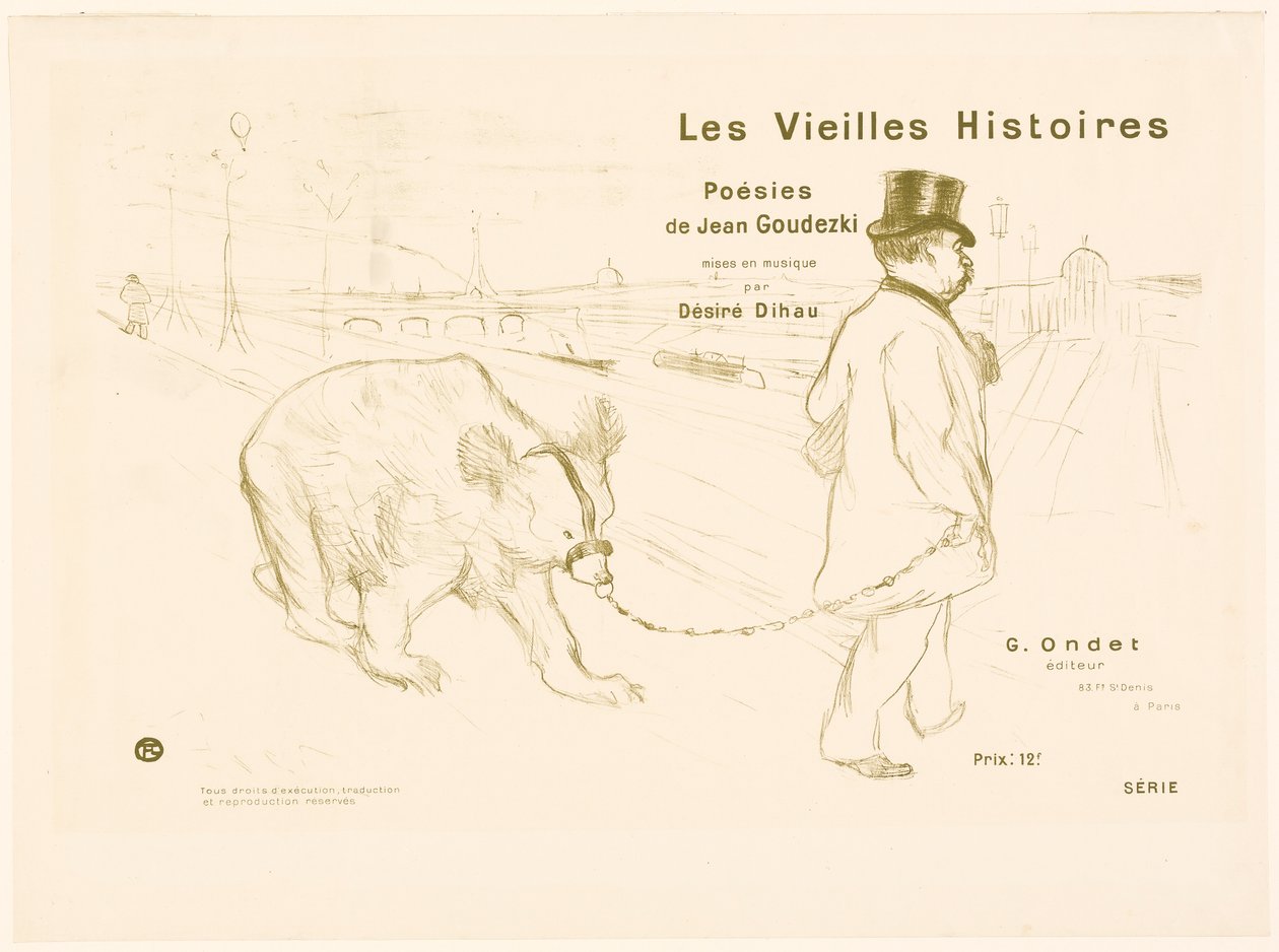 Les Vieilles Histoiresin kansi ja etukappale tekijältä Henri de Toulouse-Lautrec