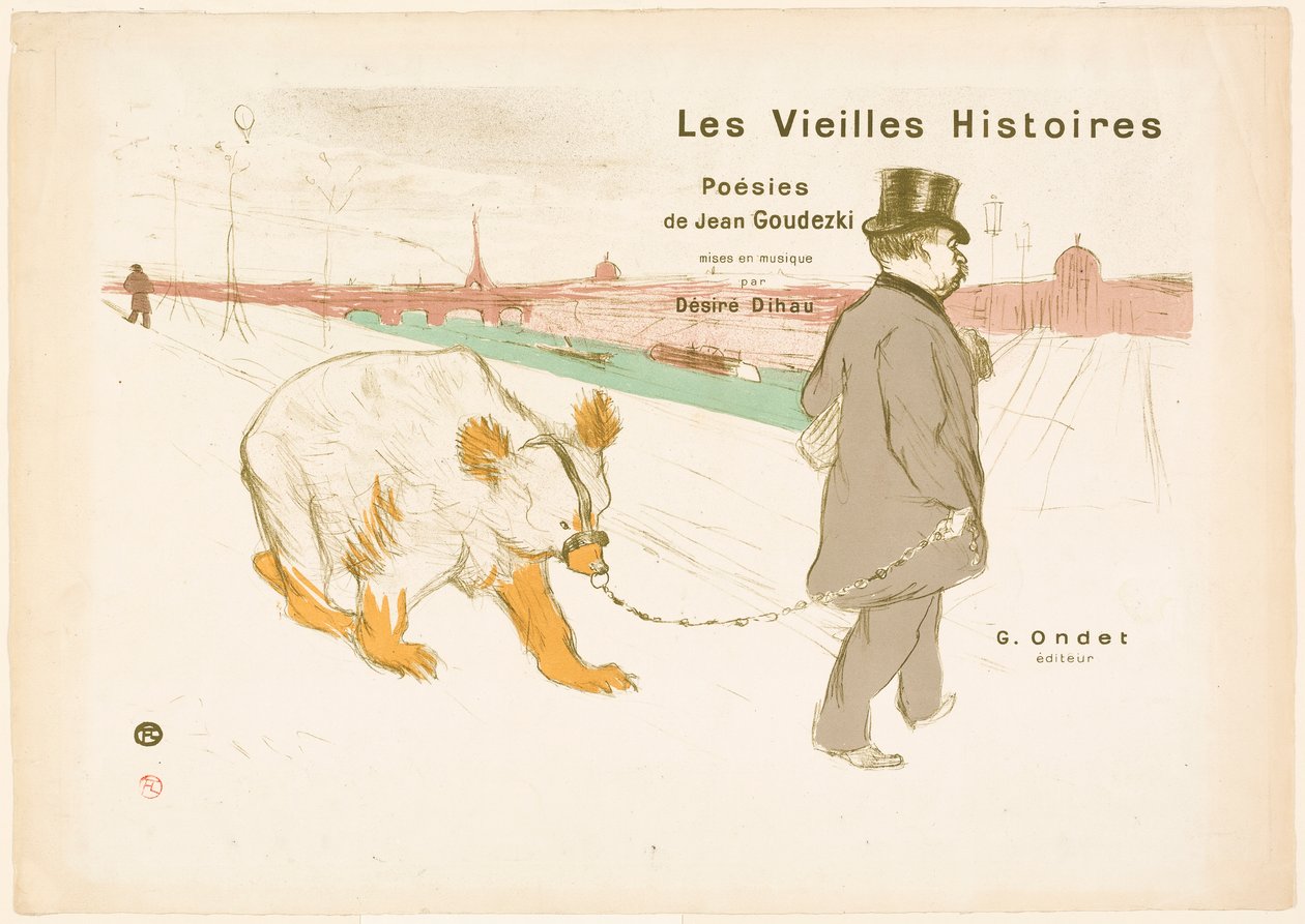 Les Vieilles Histoires -teoksen kansi ja etukuva. tekijältä Henri de Toulouse-Lautrec