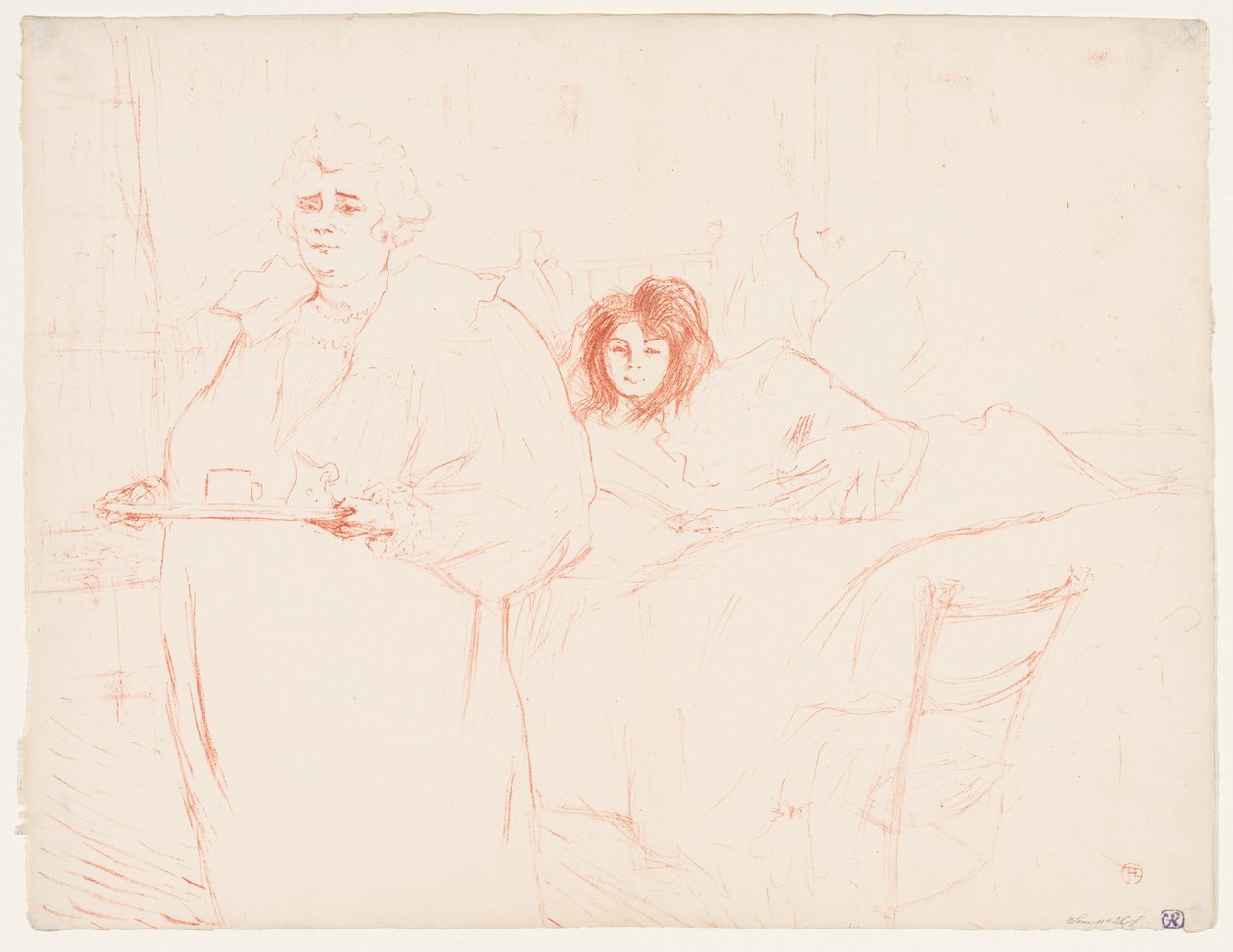 Elles: Nainen kantamassa tarjotinta, Mme. Baron ja Mlle. Popo tekijältä Henri de Toulouse-Lautrec