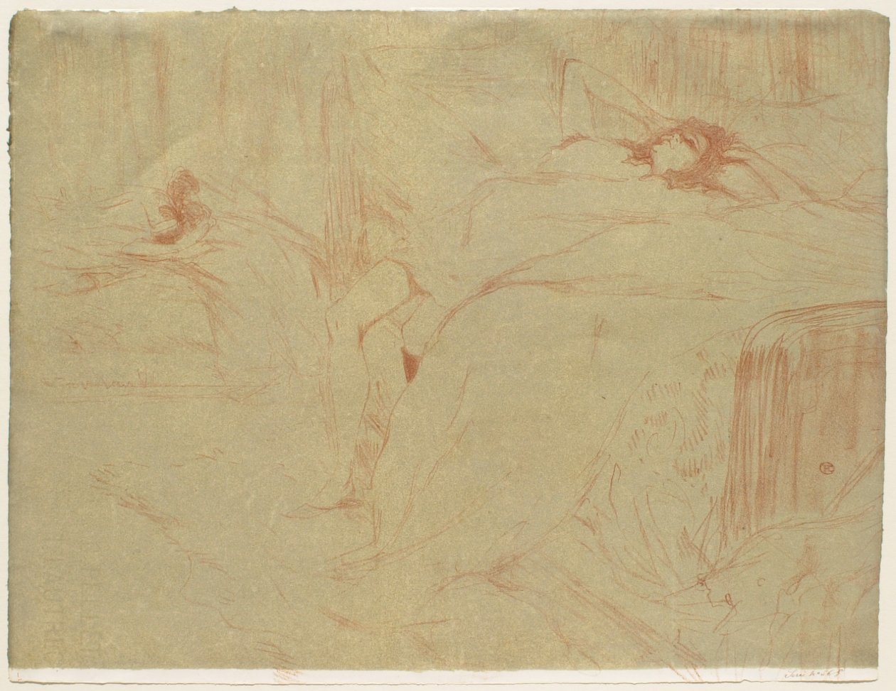 Elles: Selällään makaava nainen - uupumus tekijältä Henri de Toulouse-Lautrec