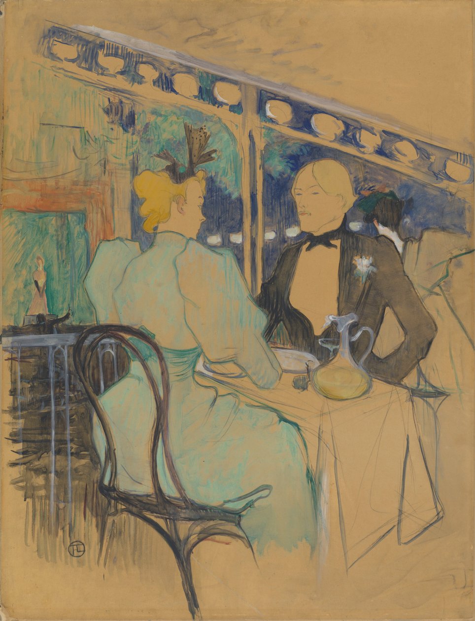 Tyylikkäitä ihmisiä Les Ambassadeursissa (Aux Ambassadeurs: Tyylikkäitä ihmisiä) tekijältä Henri de Toulouse-Lautrec