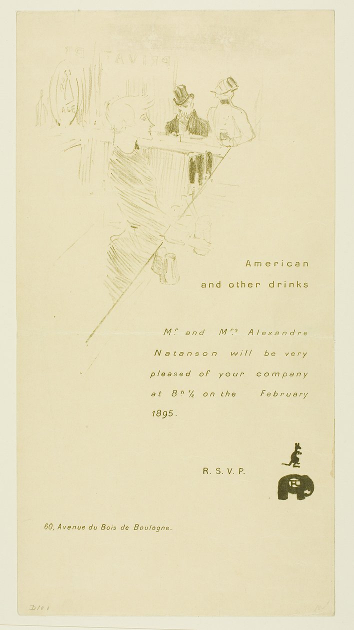Kutsu Alexandre Natansonille ja Alexandre Natansonille tekijältä Henri de Toulouse-Lautrec