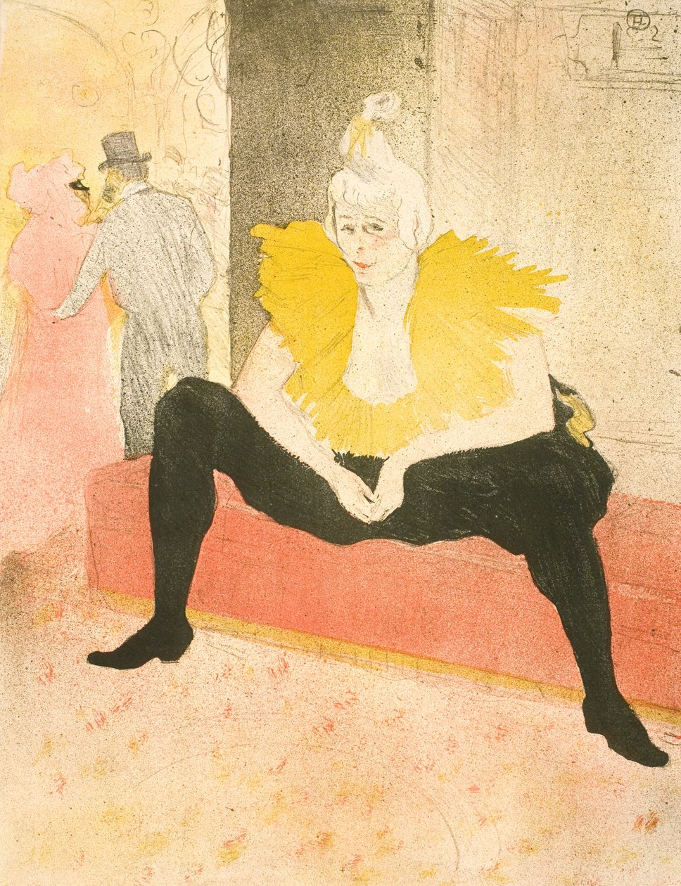 Istuva klovni, neiti Cha-U-Kao tekijältä Henri de Toulouse-Lautrec