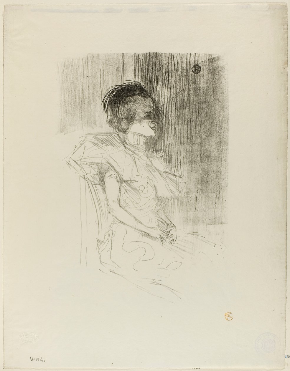 Lainanantaja istuu tekijältä Henri de Toulouse-Lautrec
