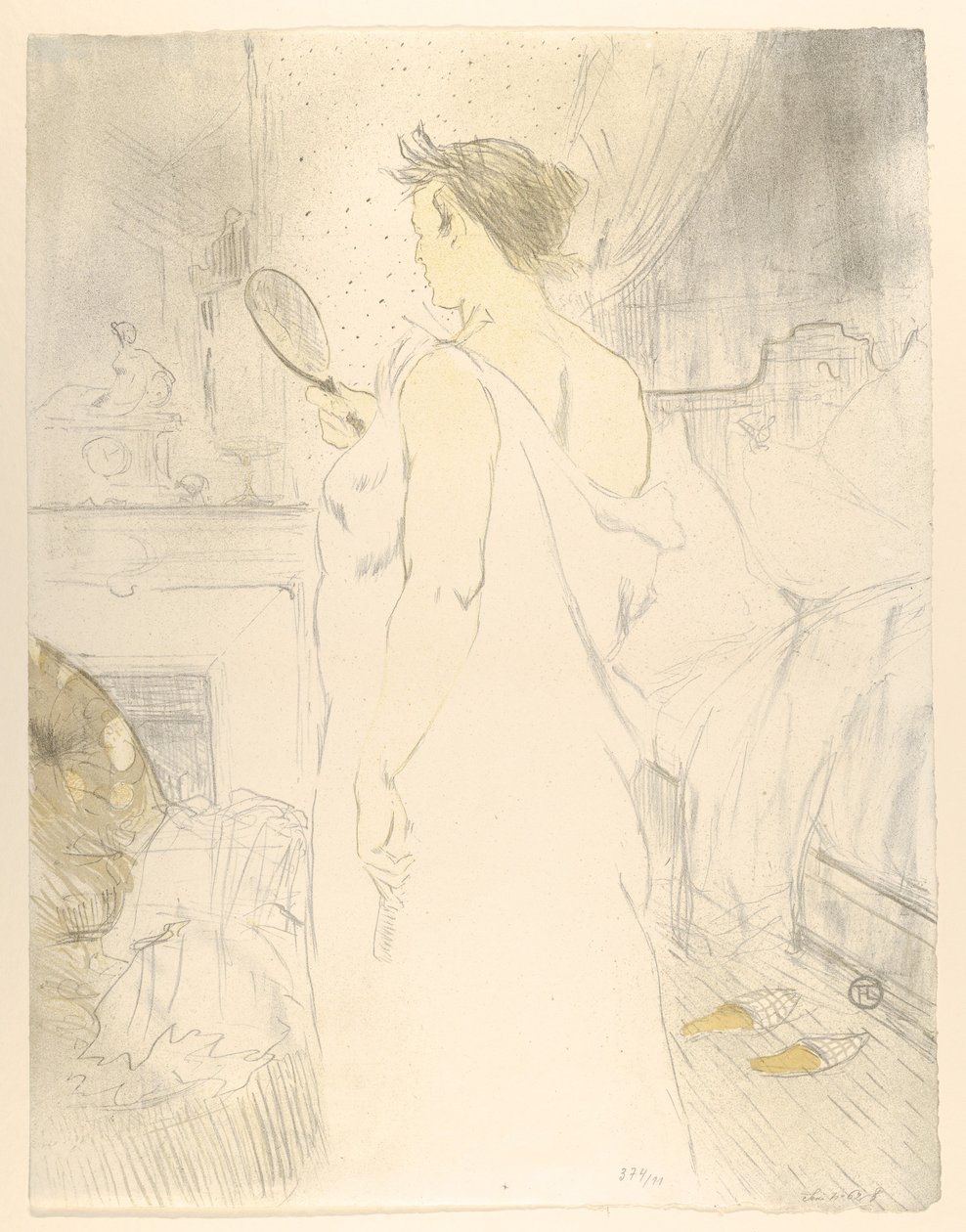 Katsomassa peiliin, sarjasta "Elles" tekijältä Henri de Toulouse-Lautrec