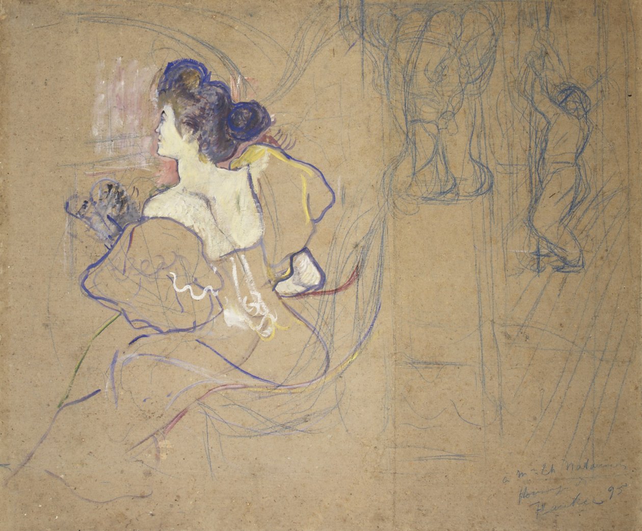 Madame Thadée Natanson (Misia Godebska, 1872-1950) teatterissa tekijältä Henri de Toulouse-Lautrec