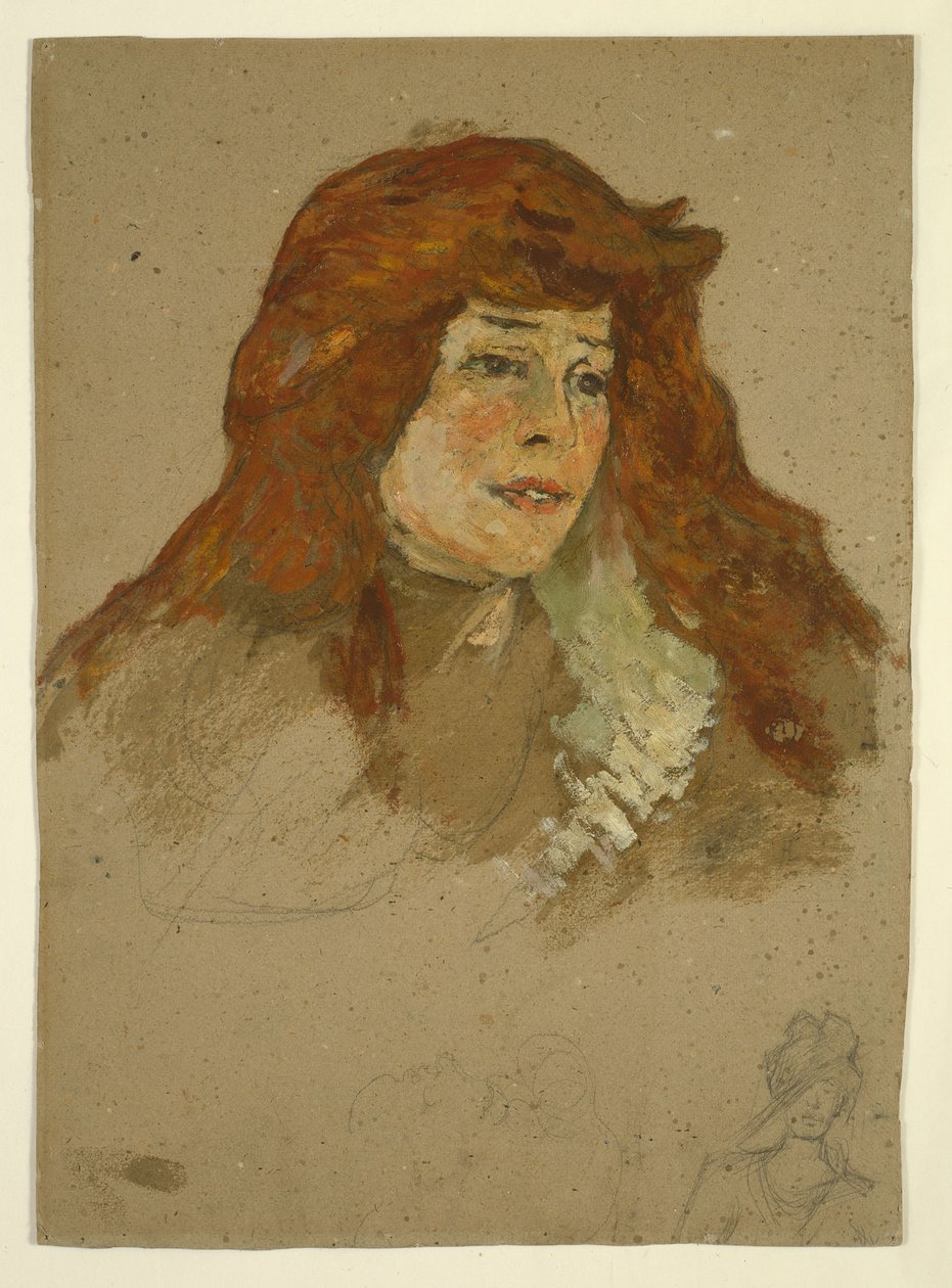 rouva Lili Grenier (suora); Maisema kirkon kanssa (käänteinen) tekijältä Henri de Toulouse-Lautrec