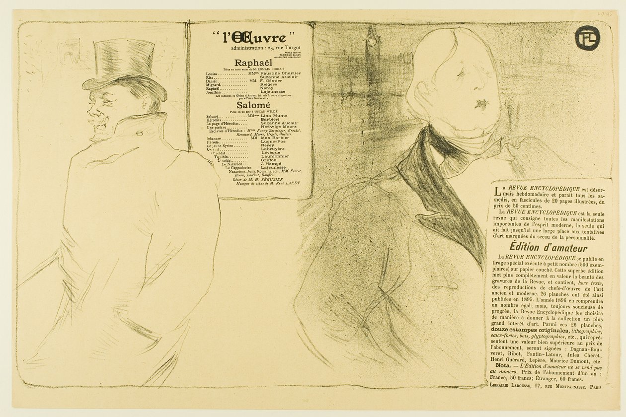 Oscar Wilde ja Romain Coolus – Raphaëlin ja Salomén ohjelma tekijältä Henri de Toulouse-Lautrec