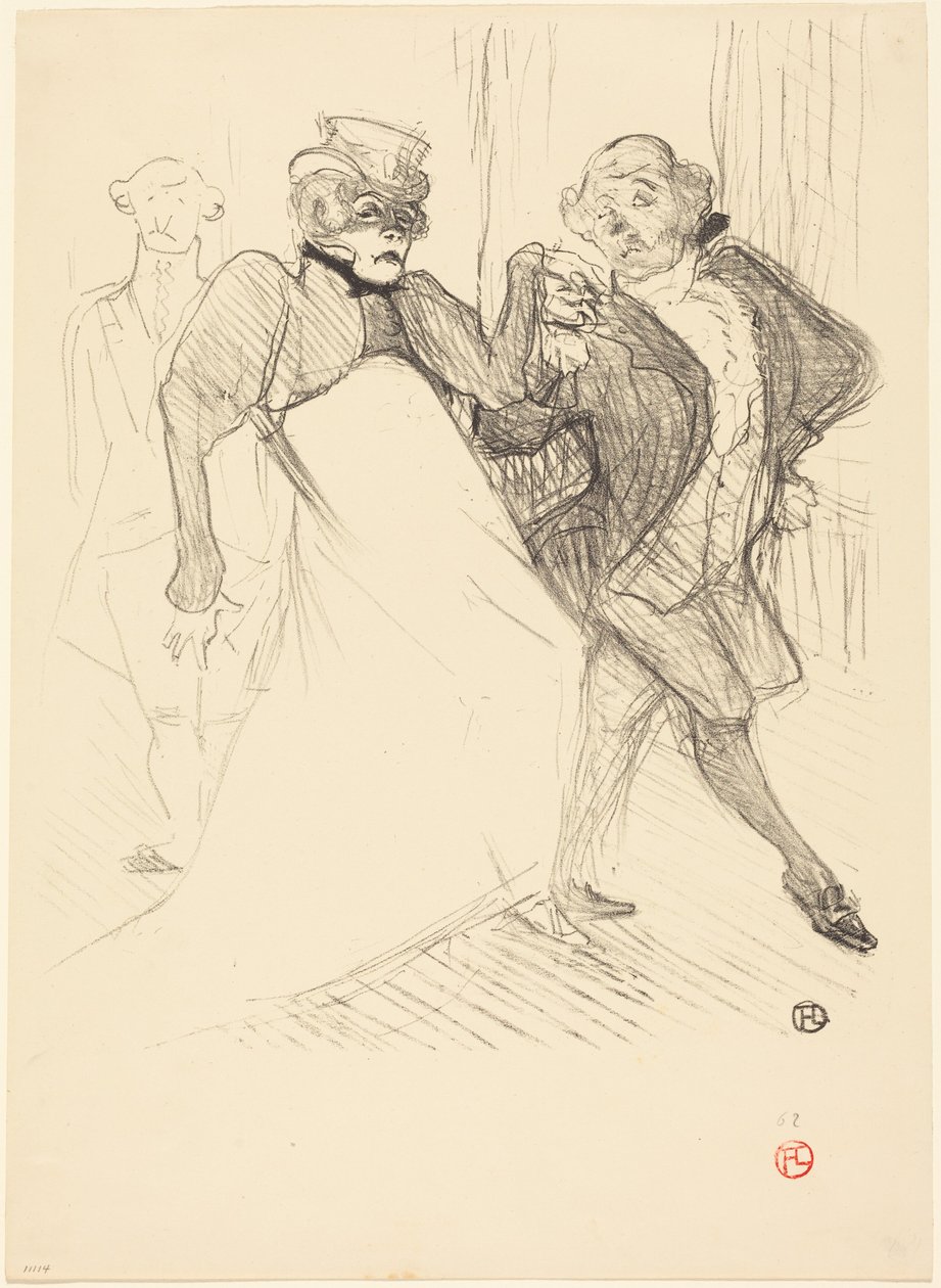 Rejane ja Galipaux teoksessa ”Madame Sans-Gêne” (Réjane ja Galipaux teoksessa ”Madame Sans-Gêne”) tekijältä Henri de Toulouse-Lautrec
