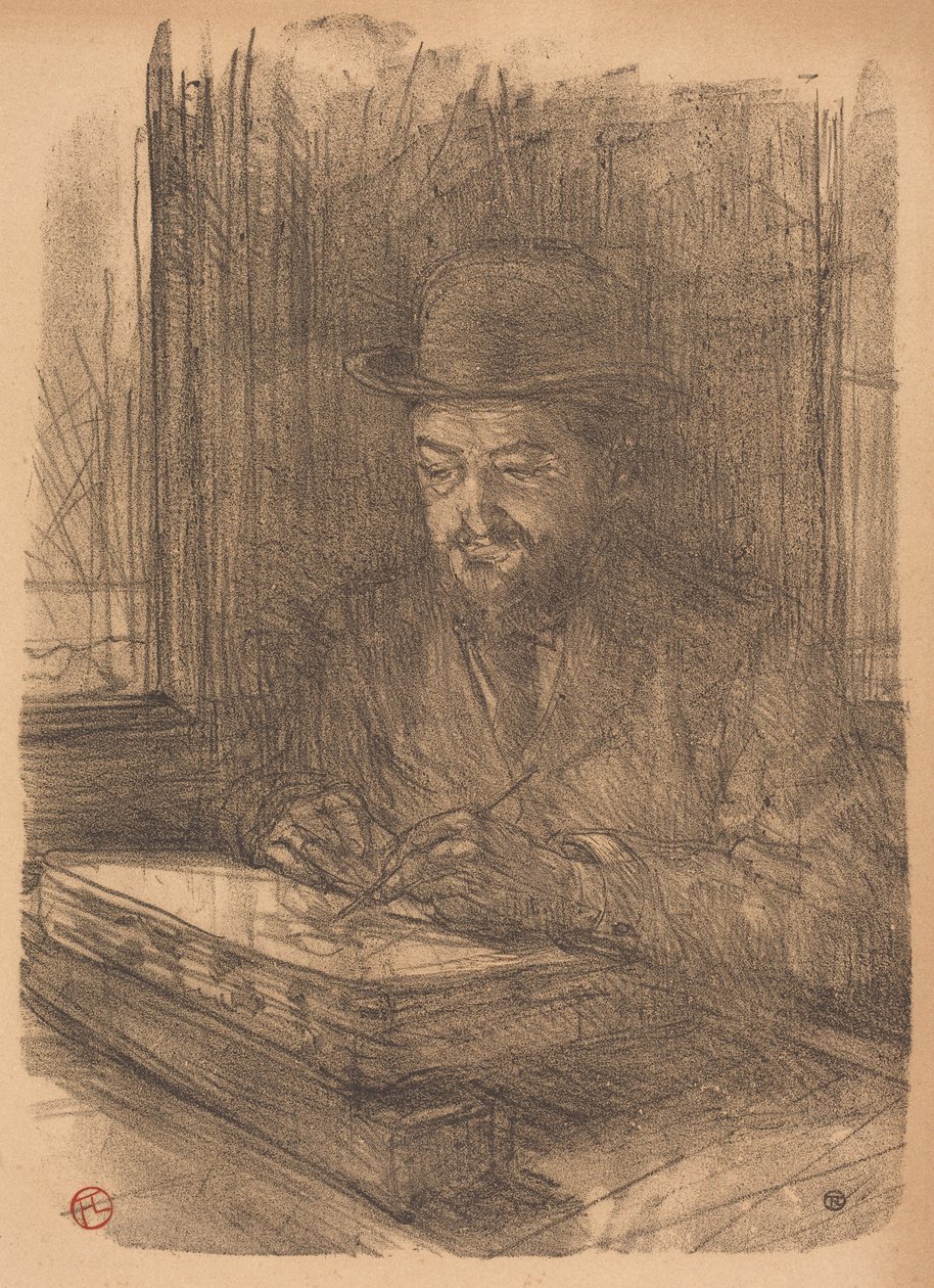 The Fine Printmaker Adolphe Albert (Hyvä kaivertaja – Adolphe Albert) tekijältä Henri de Toulouse-Lautrec