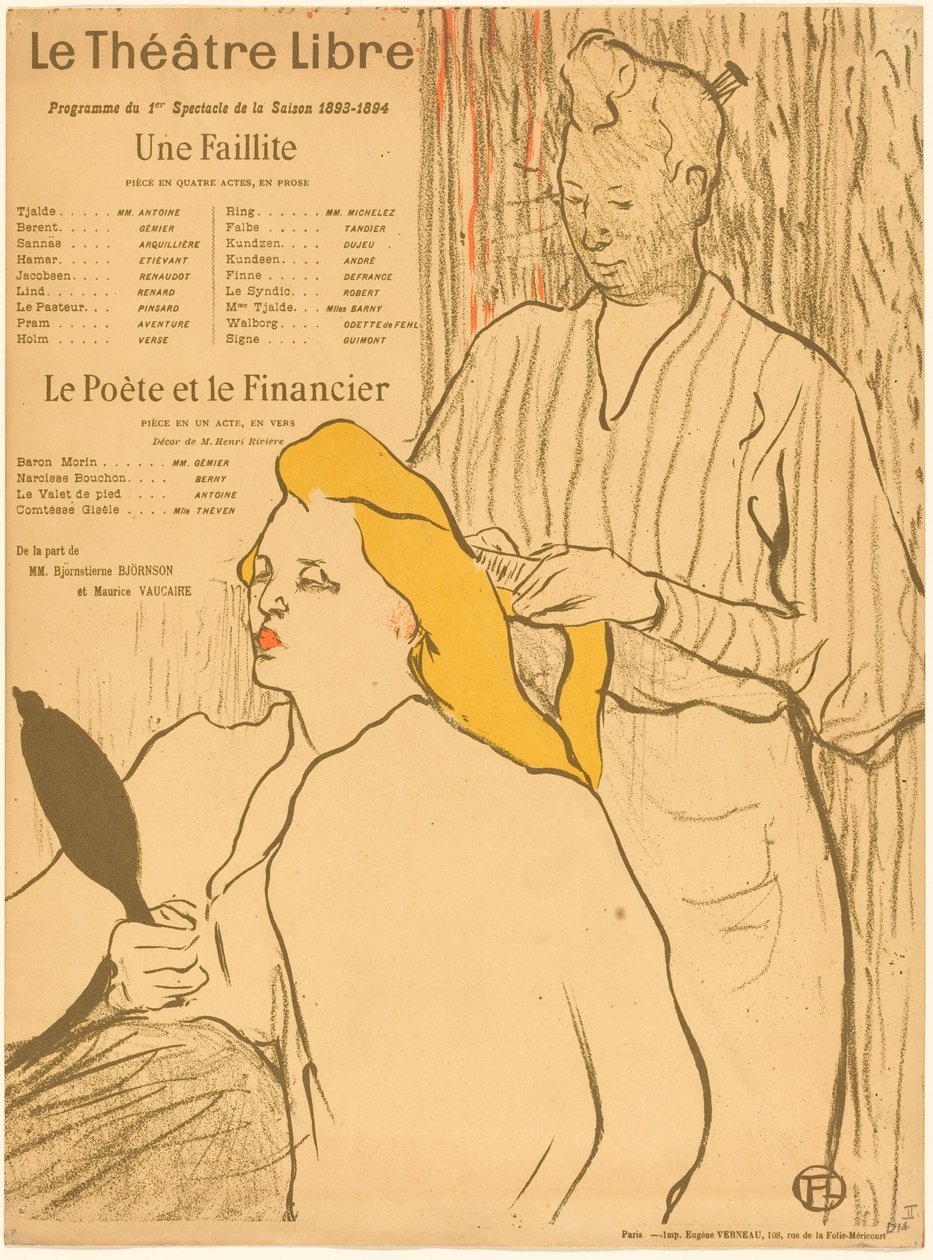 The Hairdresser – Théâtre-Libren ohjelma (Le coiffeur – Théâtre-Libren ohjelma) tekijältä Henri de Toulouse-Lautrec