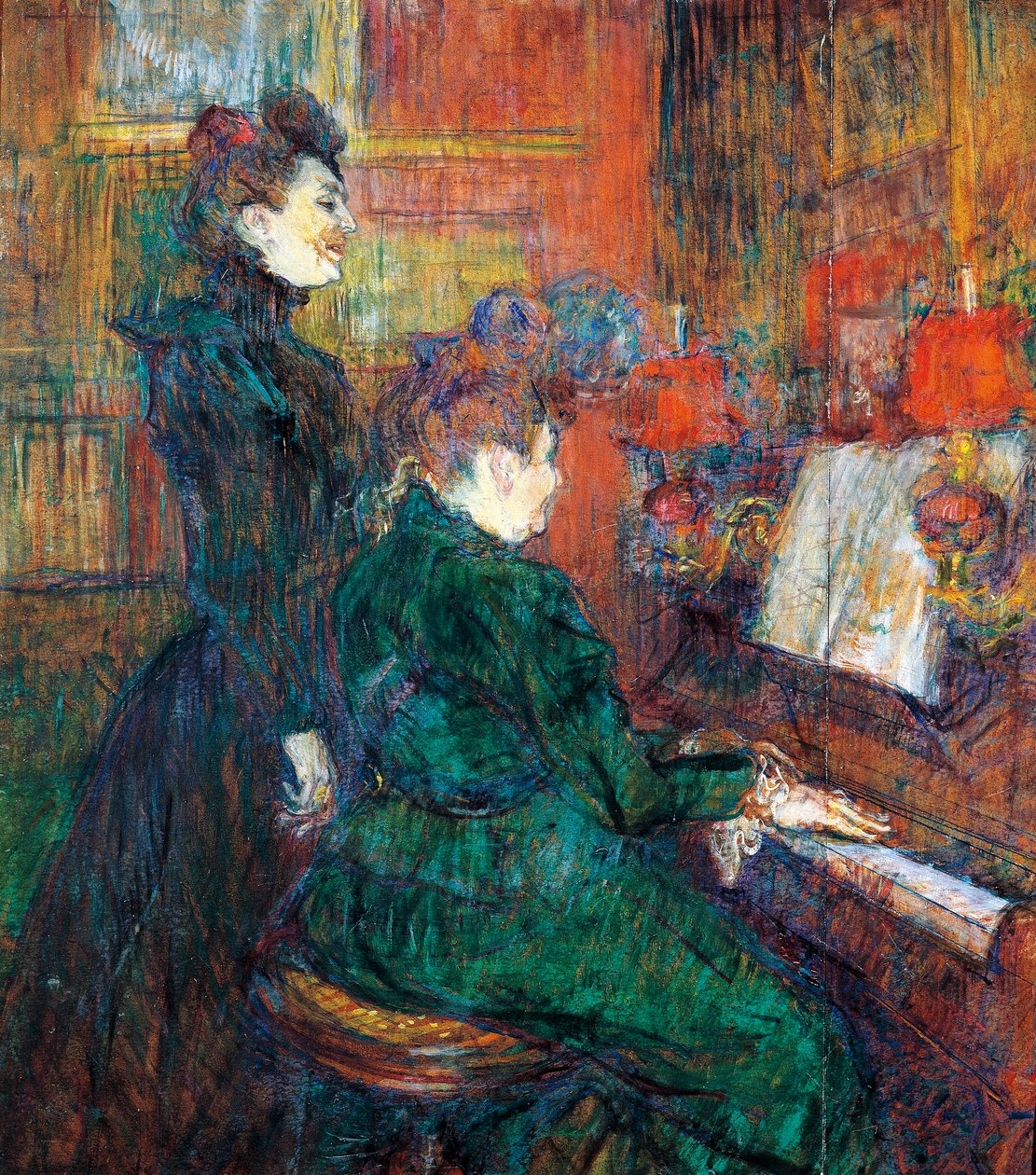 Laulutunti, Henri de Toulouse Lautrec, öljy pahville tekijältä Henri de Toulouse Lautrec