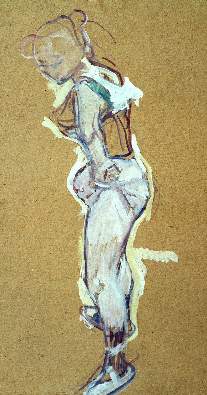 Trapetsitaiteilija säätää paitaansa tekijältä Henri de Toulouse Lautrec