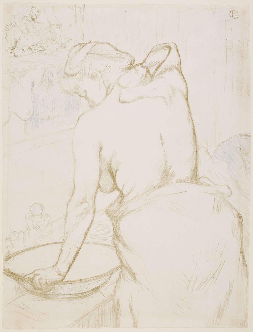Nainen wc:ssä, peseytymässä tekijältä Henri de Toulouse-Lautrec