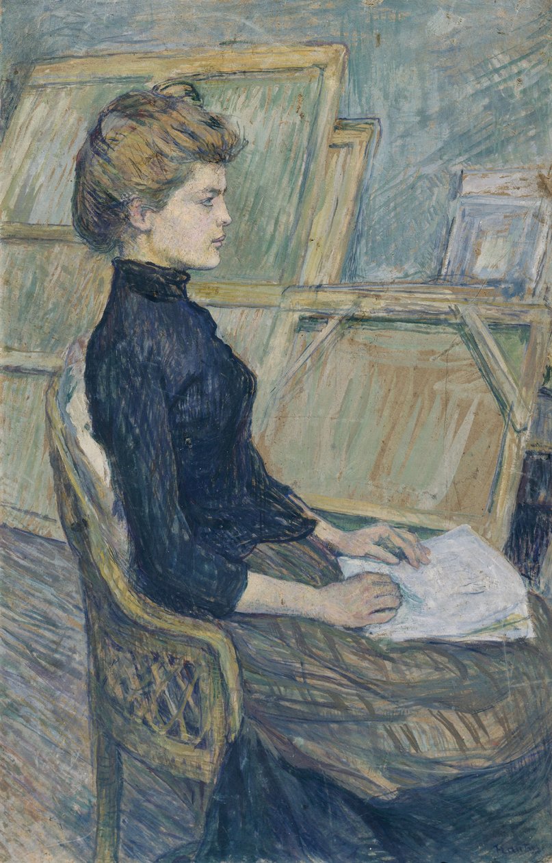 Nuori tyttö ateljeessa (Hélène Vary), noin 1889 (guassi paperille). tekijältä Henri de Toulouse Lautrec