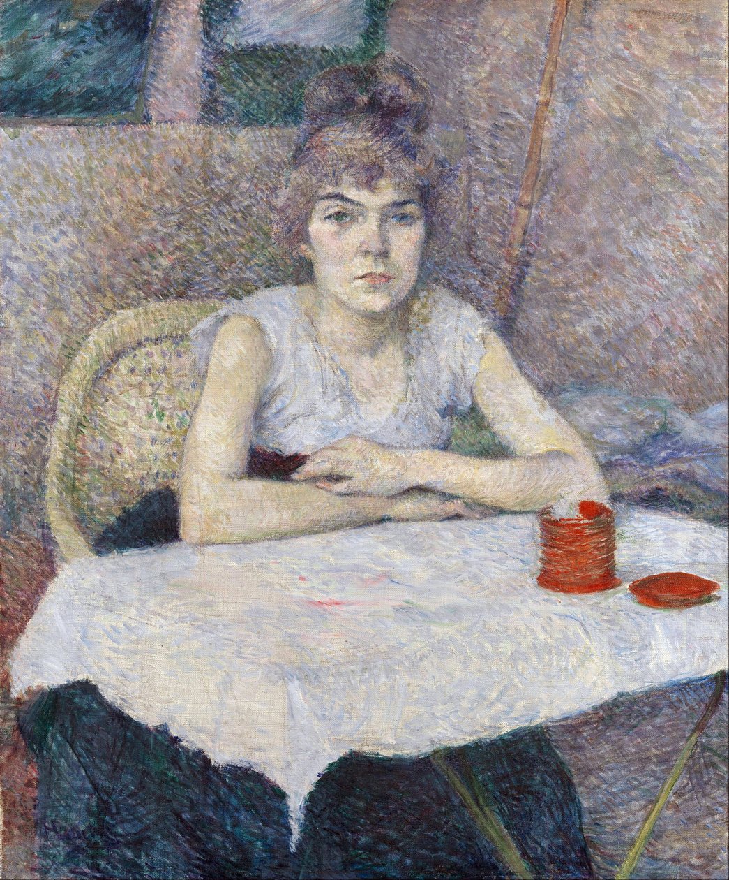 Nuori nainen pöydässä tekijältä Henri de Toulouse Lautrec