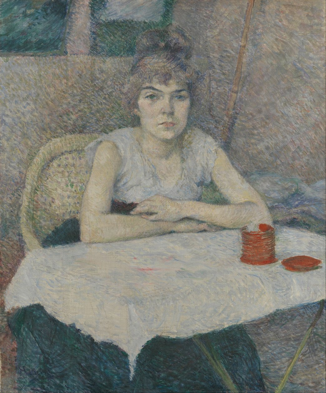 Nuori nainen pöydässä, Poudre de riz tekijältä Henri de Toulouse-Lautrec