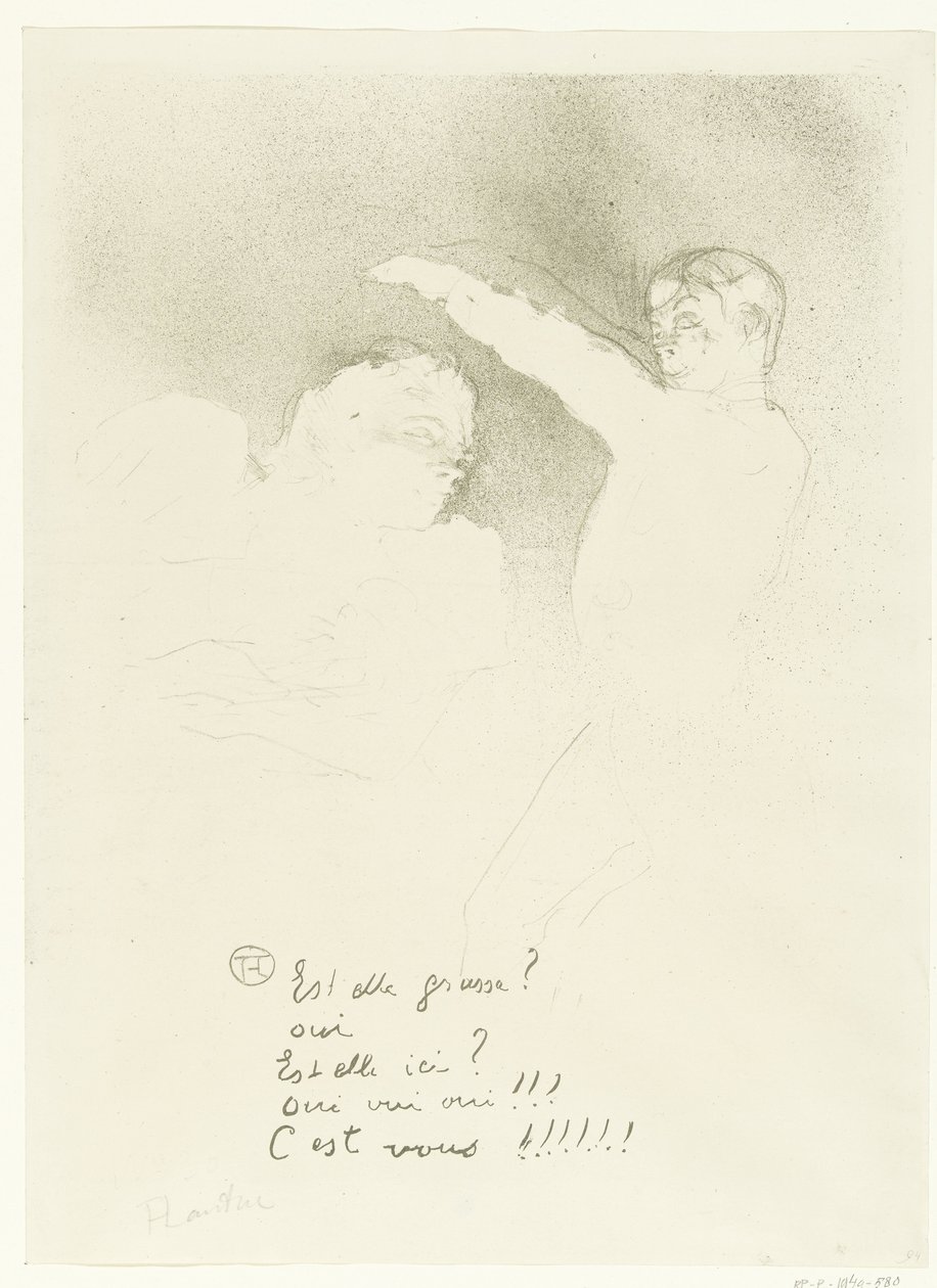 Portret van Marcelle Lender Albert Brasseur bij het -lajikkeessa Varietyn Mademoiselle Lender and Brasseurissa tekijältä Henri de Toulouse Lautrec (signed by artist)