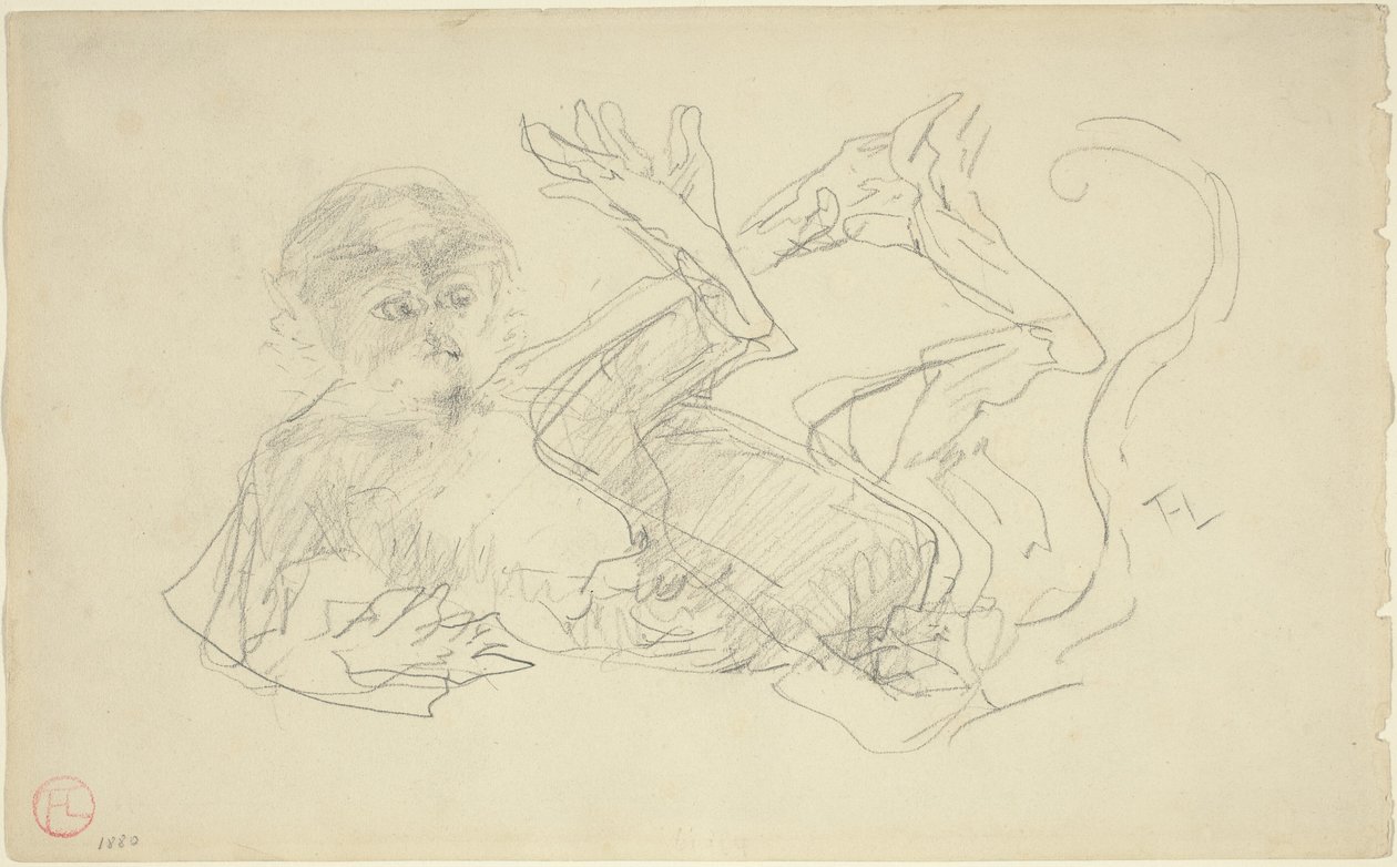 Apina leikkii selässään, 1880. tekijältä Henri de Toulouse Lautrec