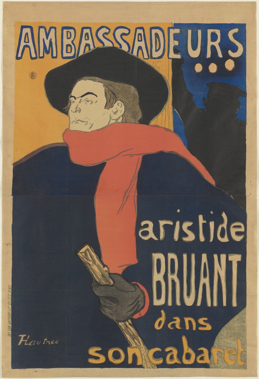 Suurlähettiläät: Aristide Bruant, 1892 tekijältä Henri de Toulouse Lautrec