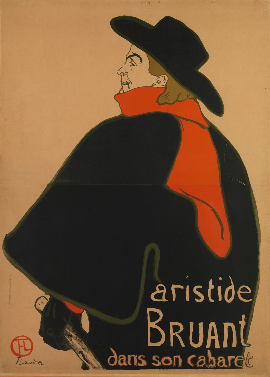 Aristide Bruant kabareessaan, 1893 tekijältä Henri de Toulouse Lautrec