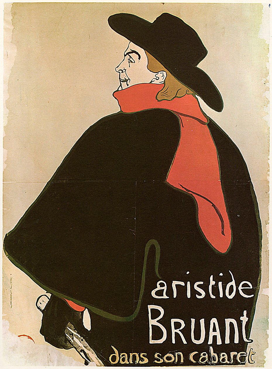 Aristide Bruant kabareessaan, juliste, 1893. tekijältä Henri de Toulouse Lautrec