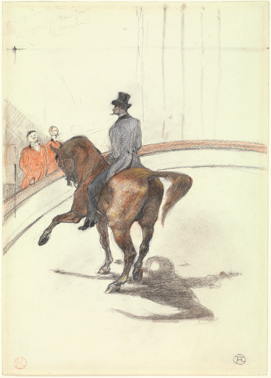 At the Circus: The Spanish Walk, 1899 (grafiitti, värillinen pastelli ja hiili raskaalle paperiarkille). tekijältä Henri de Toulouse Lautrec
