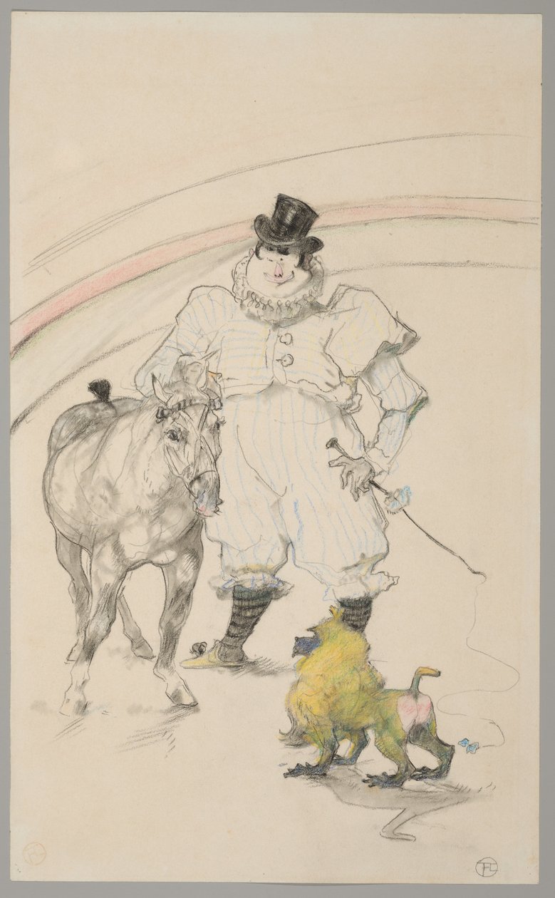Sirkuksessa: koulutettu poni ja paviaani tekijältä Henri de Toulouse Lautrec