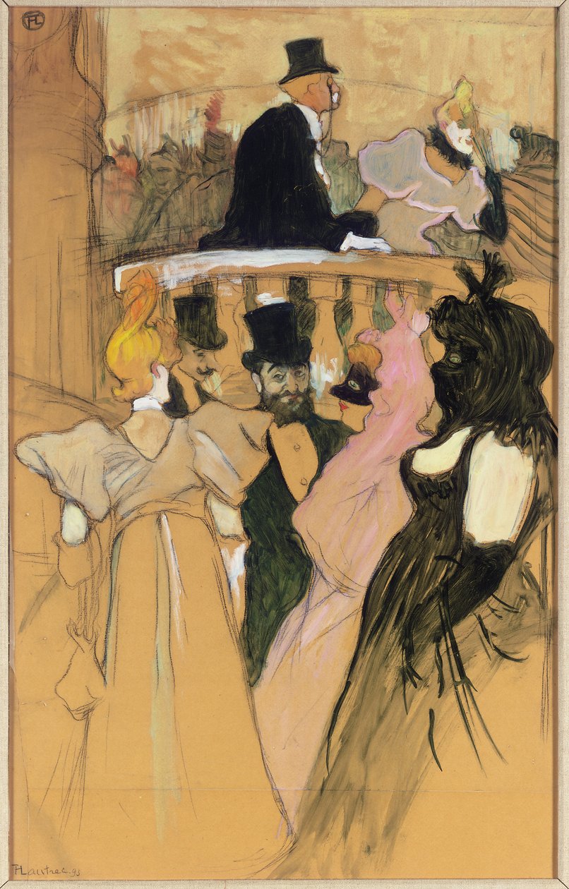 Oopperaballissa; Au bal de l"ooppera, 1893 tekijältä Henri de Toulouse Lautrec
