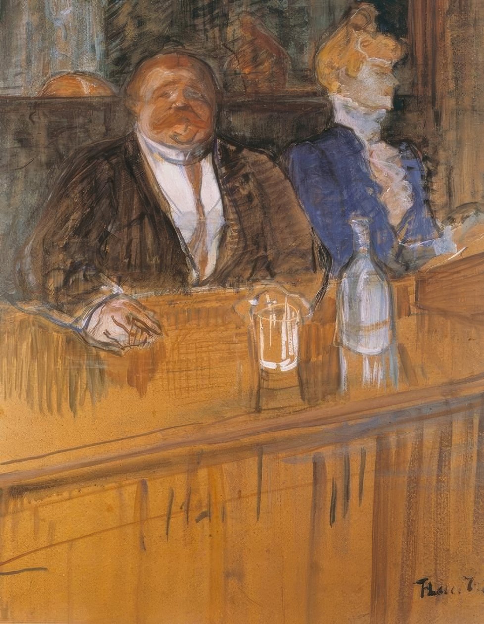 Kahvilassa: kuluttaja ja kloroottinen kassanhoitaja tekijältä Henri de Toulouse Lautrec