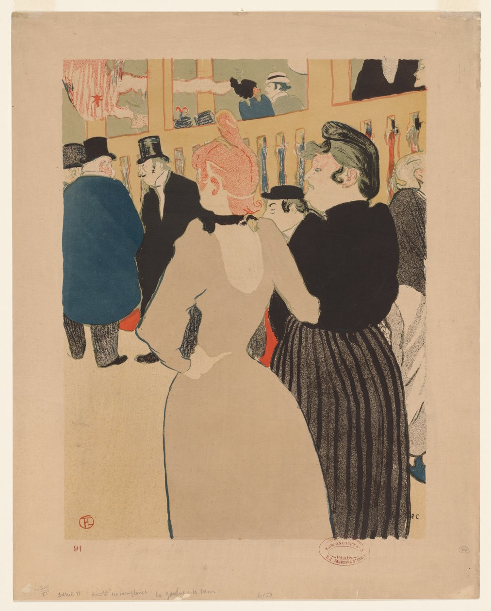 Moulin Rougessa: Ahmatti ja hänen sisarensa La Goulou ja hänen sisarensa. tekijältä Henri de Toulouse Lautrec