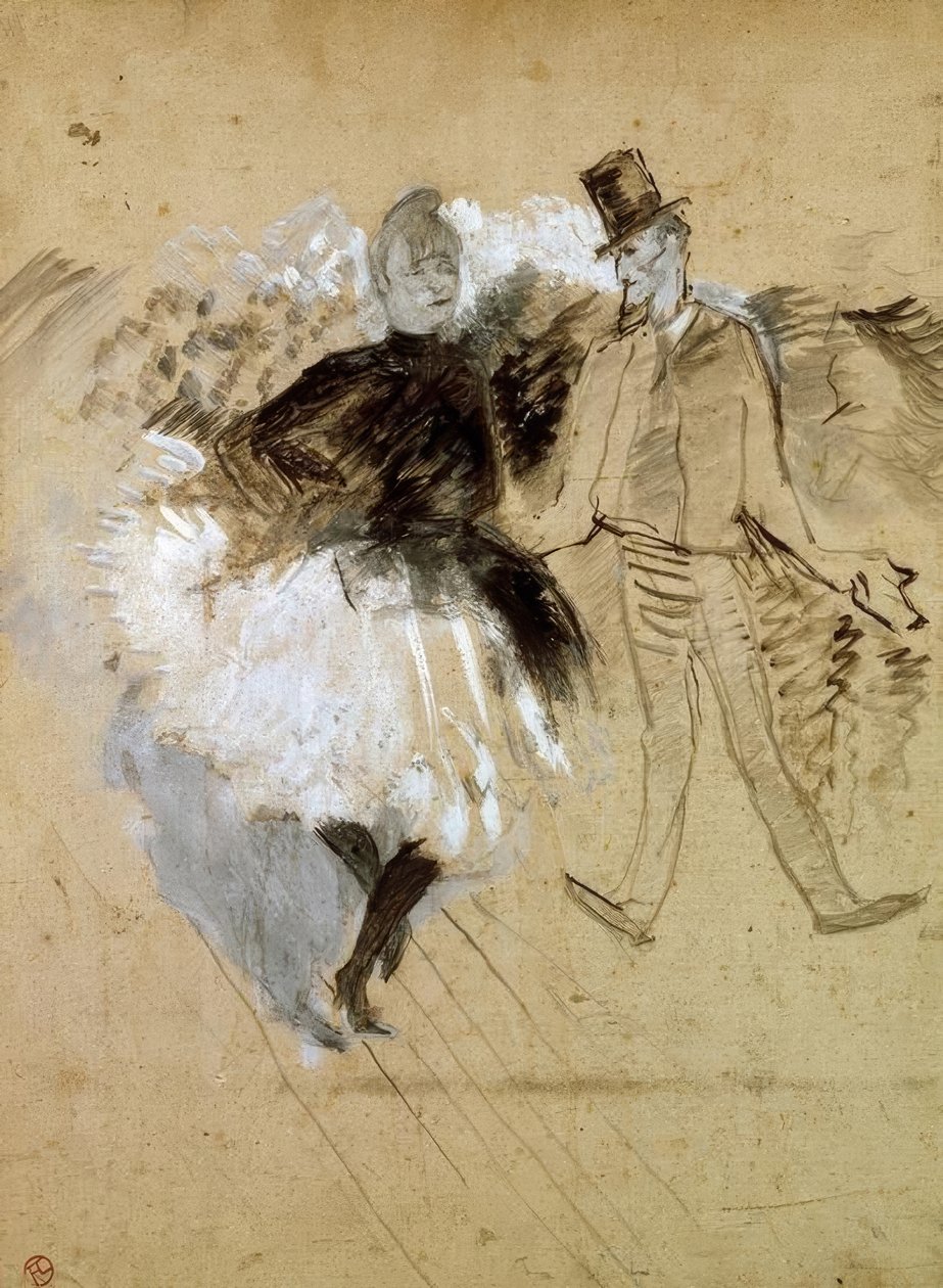 Moulin de la Galettessa. La Goulue ja Valentin luuton tekijältä Henri de Toulouse Lautrec