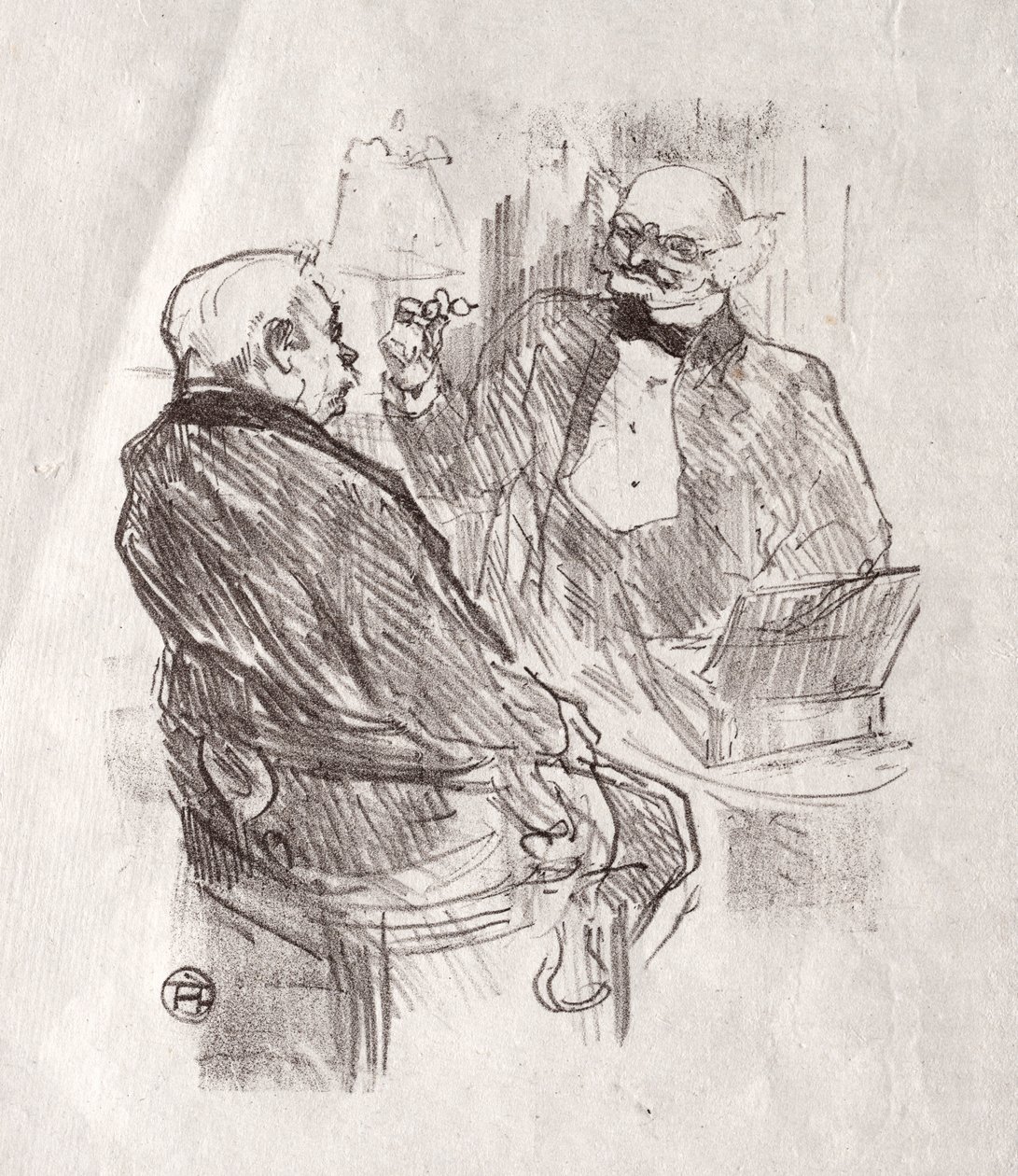 Siinain juurella: Georges Clemenceau ja LOculiste Mayer, 1898. tekijältä Henri de Toulouse Lautrec