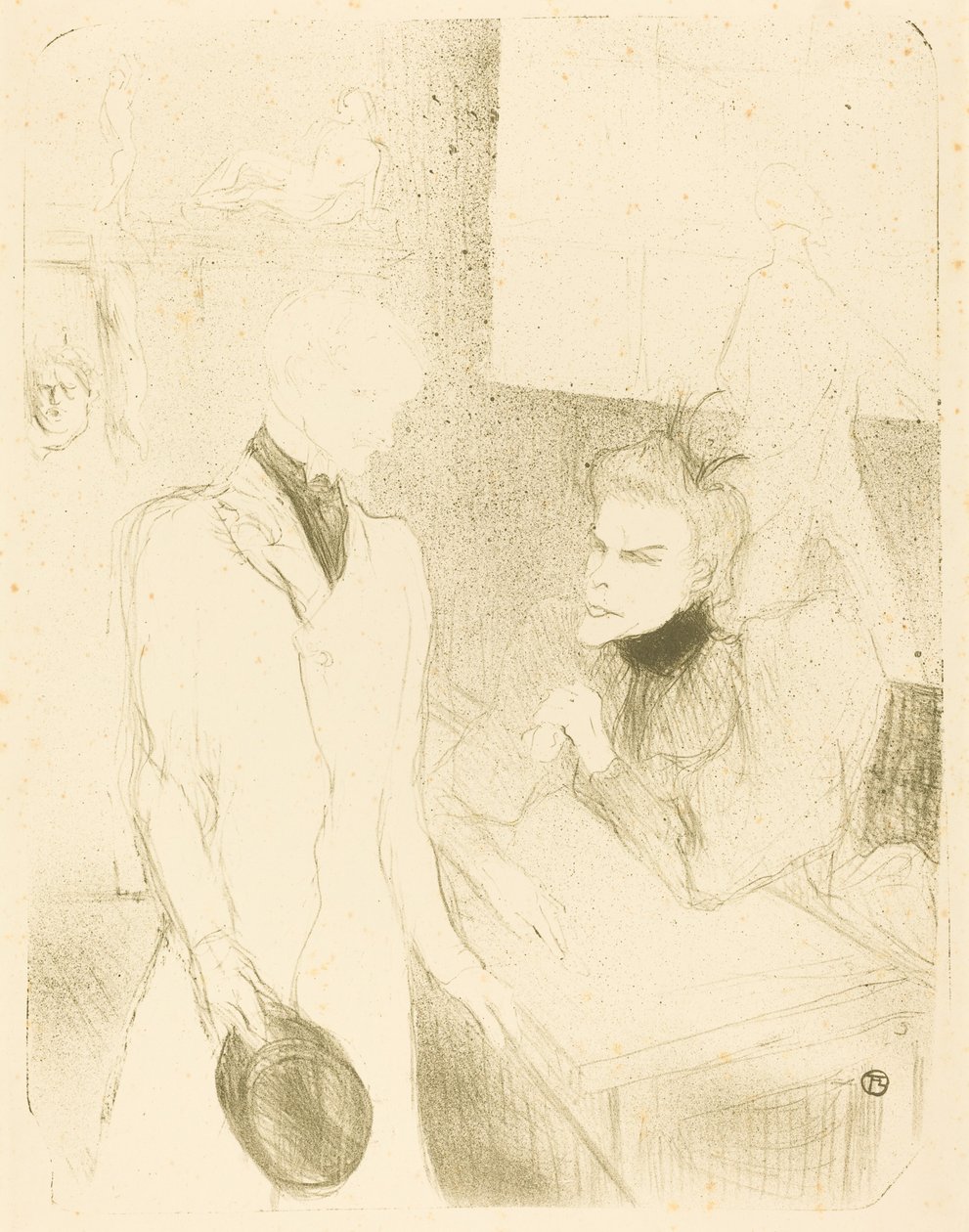Brandes ja Le Bargy elokuvassa "Cabotins" tekijältä Henri de Toulouse Lautrec