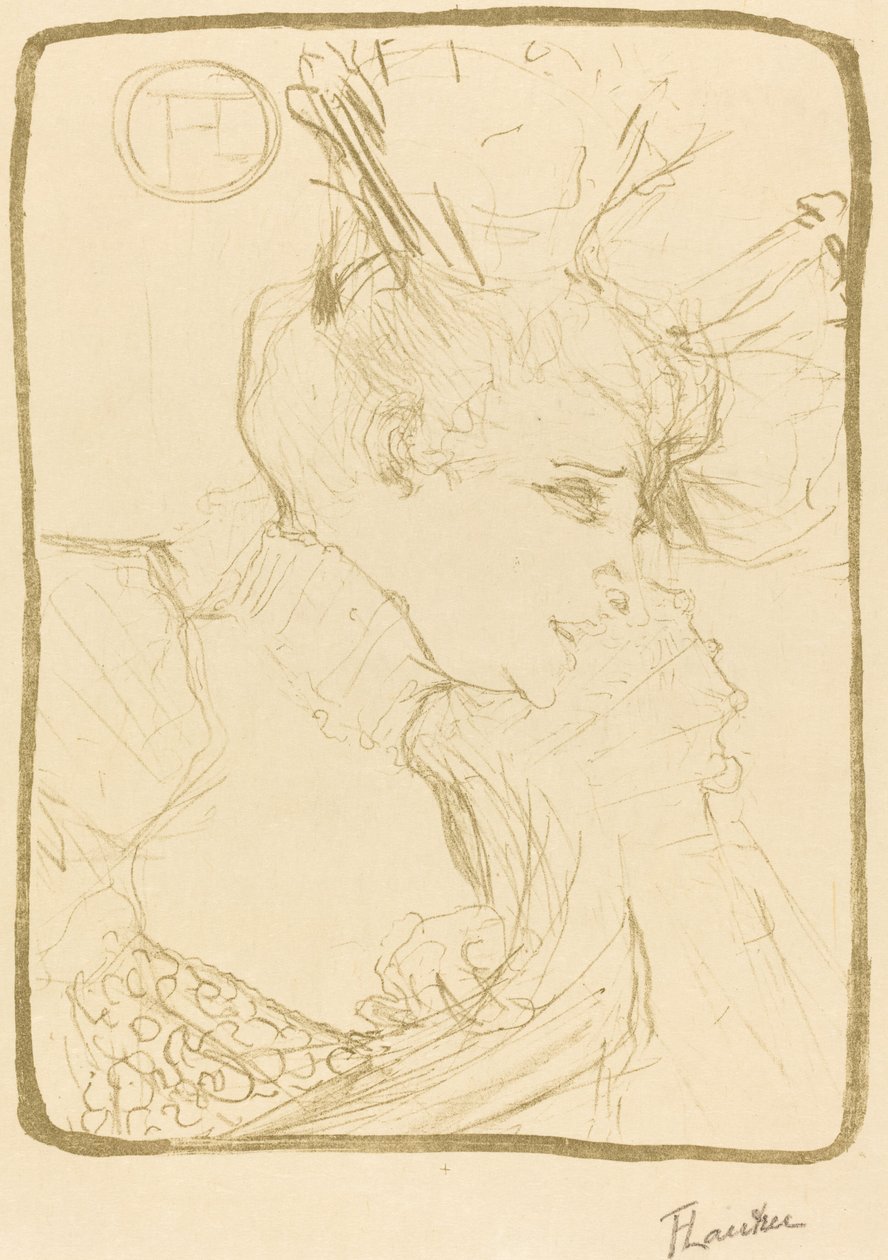 Mllen rintakuva. Marcelle Lender (Mlle. Marcelle Lender, rintakuva) tekijältä Henri de Toulouse Lautrec