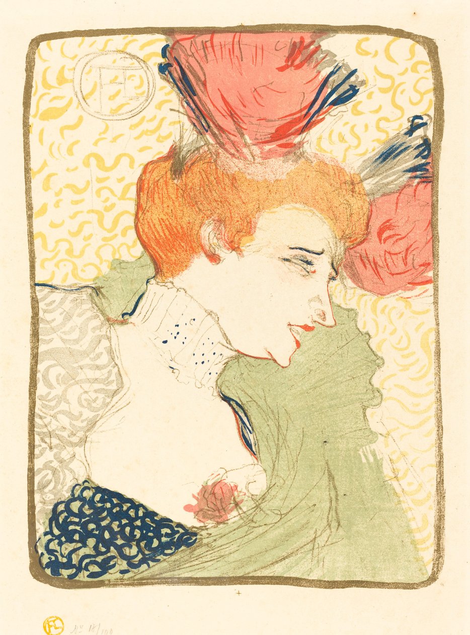 Mllen rintakuva. Marcelle Lender (Mlle. Marcelle Lender, rintakuva) tekijältä Henri de Toulouse Lautrec