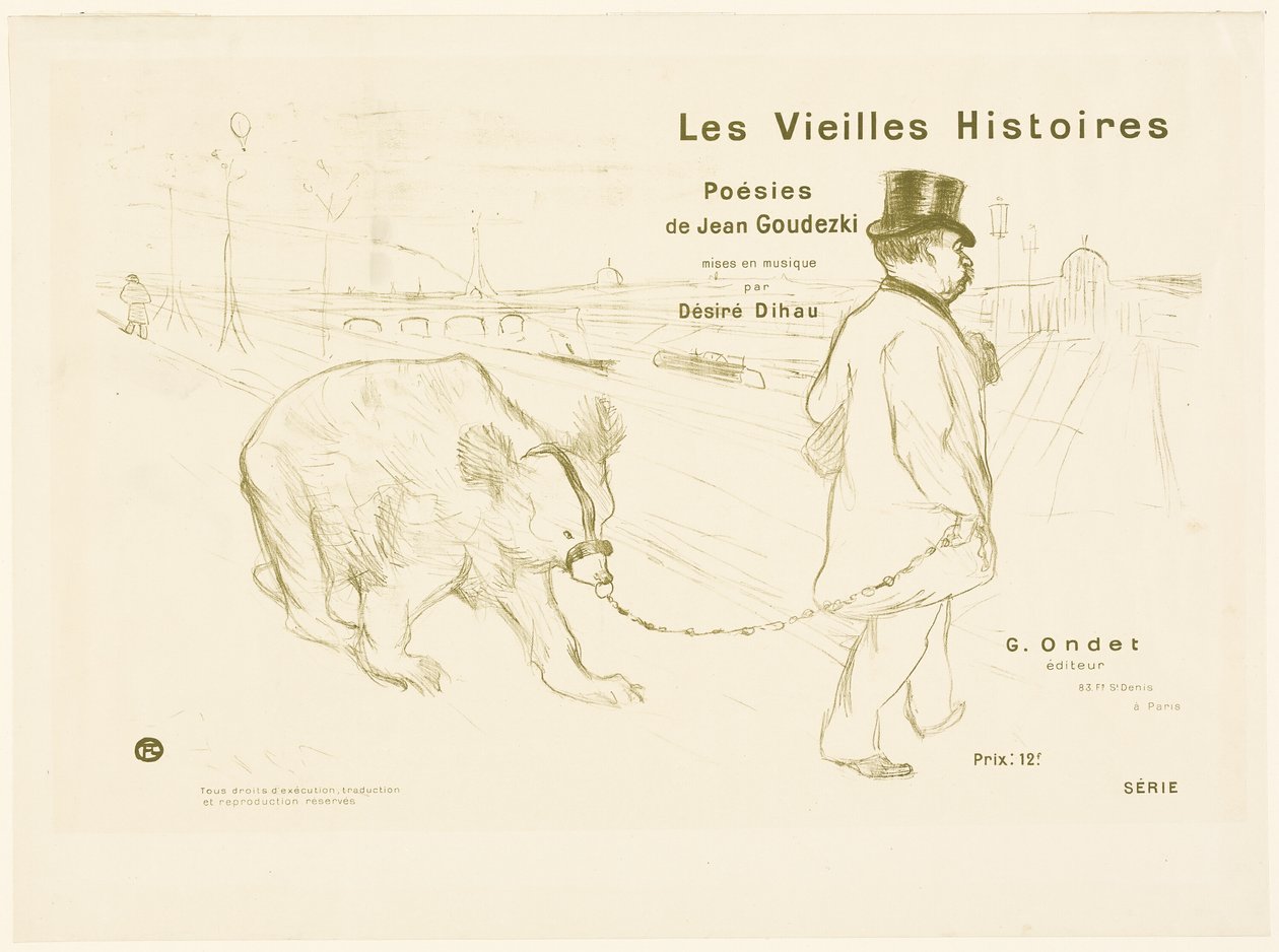 Les Vieilles Histoiresin kansi ja etukappale tekijältä Henri de Toulouse Lautrec