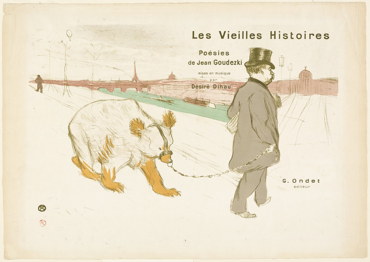 Les Vieilles Histoires -teoksen kansi ja etukuva. tekijältä Henri de Toulouse Lautrec