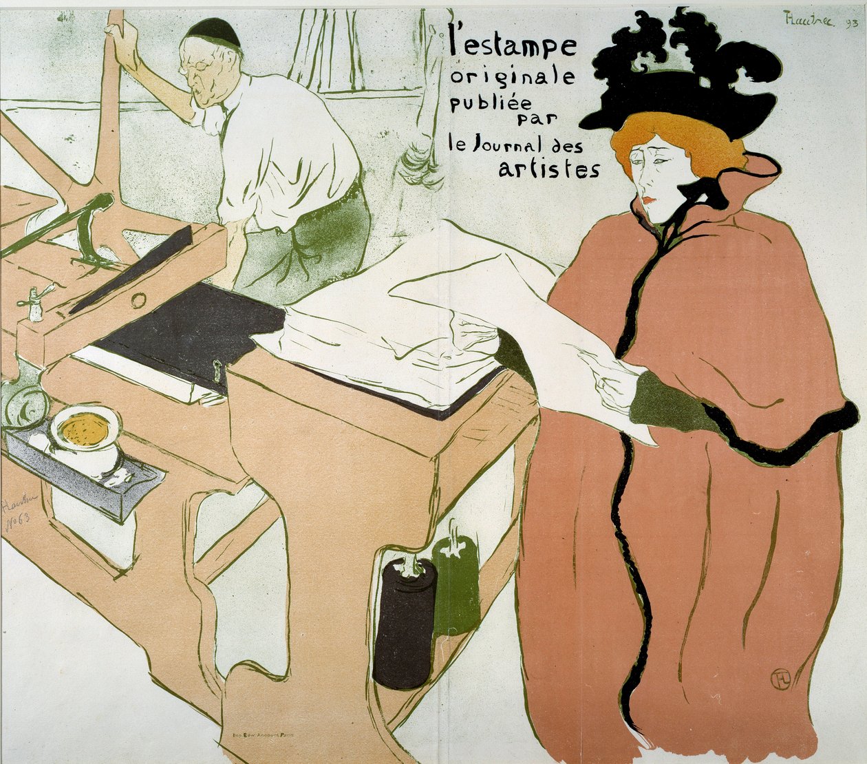 Painoksen kansi: "Alkuperäinen julkaisija, jonka on julkaissut Journal des Artes". Henri De Toulouse Lautrecin (1864-1901) juliste tekijältä Henri de Toulouse Lautrec