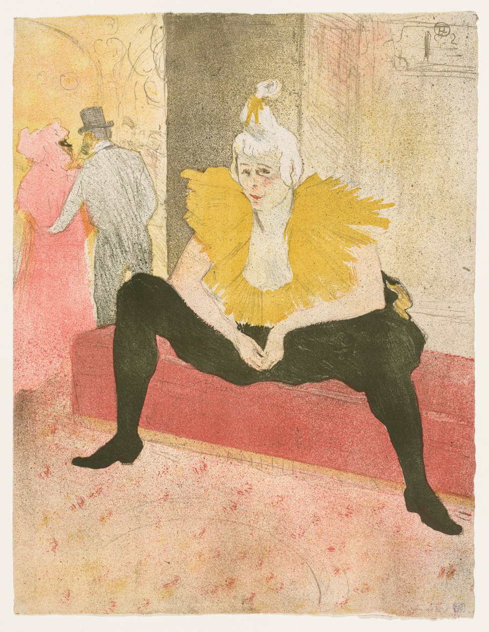 Elles: Istuva klovni, Mlle Cha-u-Ka-o, 1896. tekijältä Henri de Toulouse Lautrec