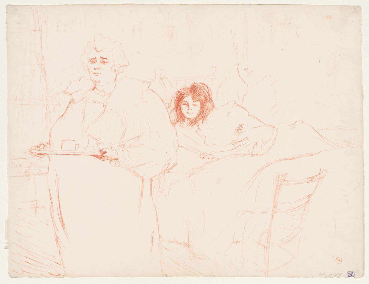 Elles: Nainen kantamassa tarjotinta, Mme. Baron ja Mlle. Popo, 1896. tekijältä Henri de Toulouse Lautrec