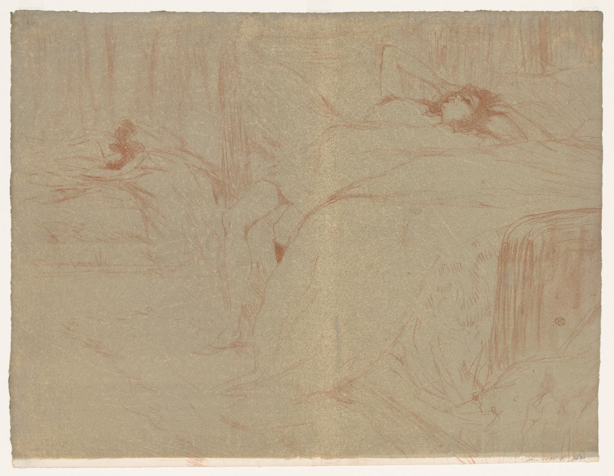 Elles: Nainen makaa selässä, 1896. tekijältä Henri de Toulouse Lautrec
