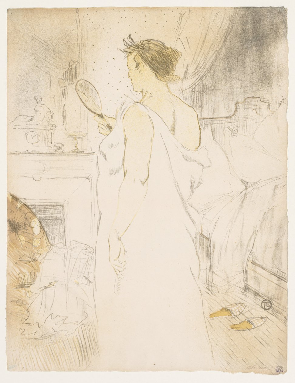 Elles: Nainen käsipeilillä, 1896. tekijältä Henri de Toulouse Lautrec