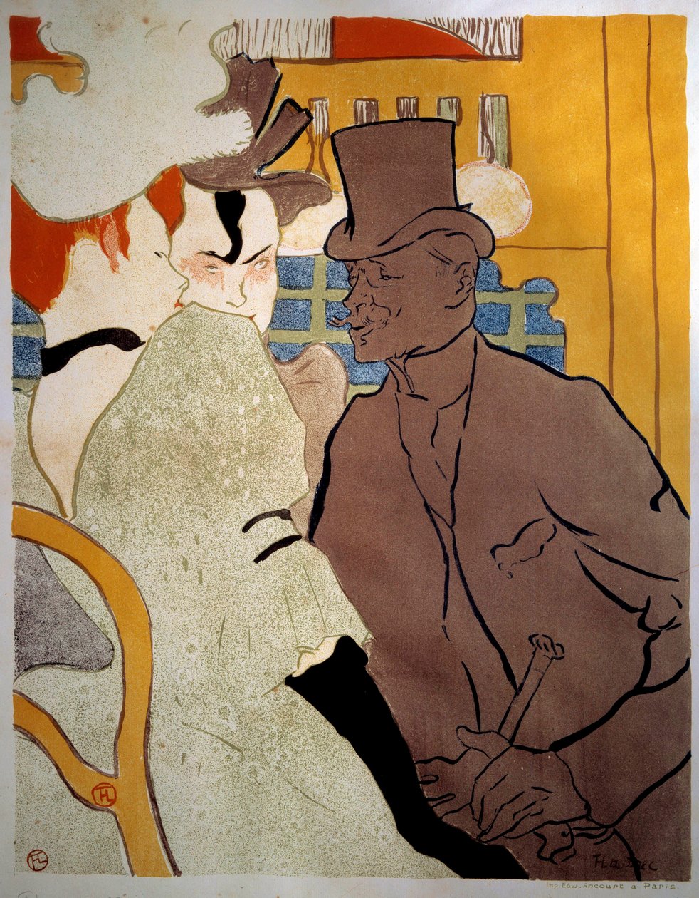 Englanti Moulin Rougessa Henri de Toulouse Lautrecin (1864-1901) litografia 1892 su. 0,47 x 0,37 m Albi, Musee Toulouse Lautrec tekijältä Henri de Toulouse Lautrec