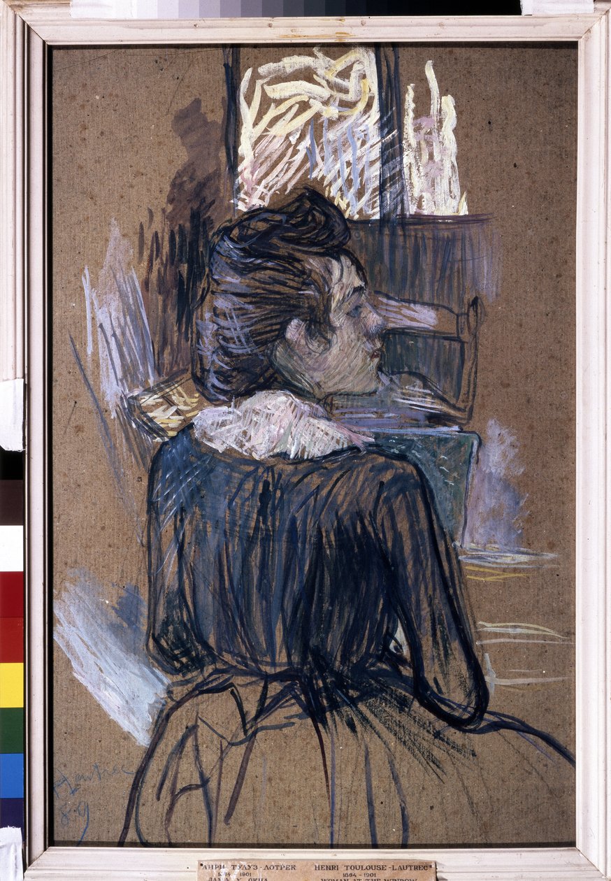 Nainen ikkunassa. Piirustus Henri de Toulouse-Lautrec (Toulouse Lautrec tekijältä Henri de Toulouse Lautrec
