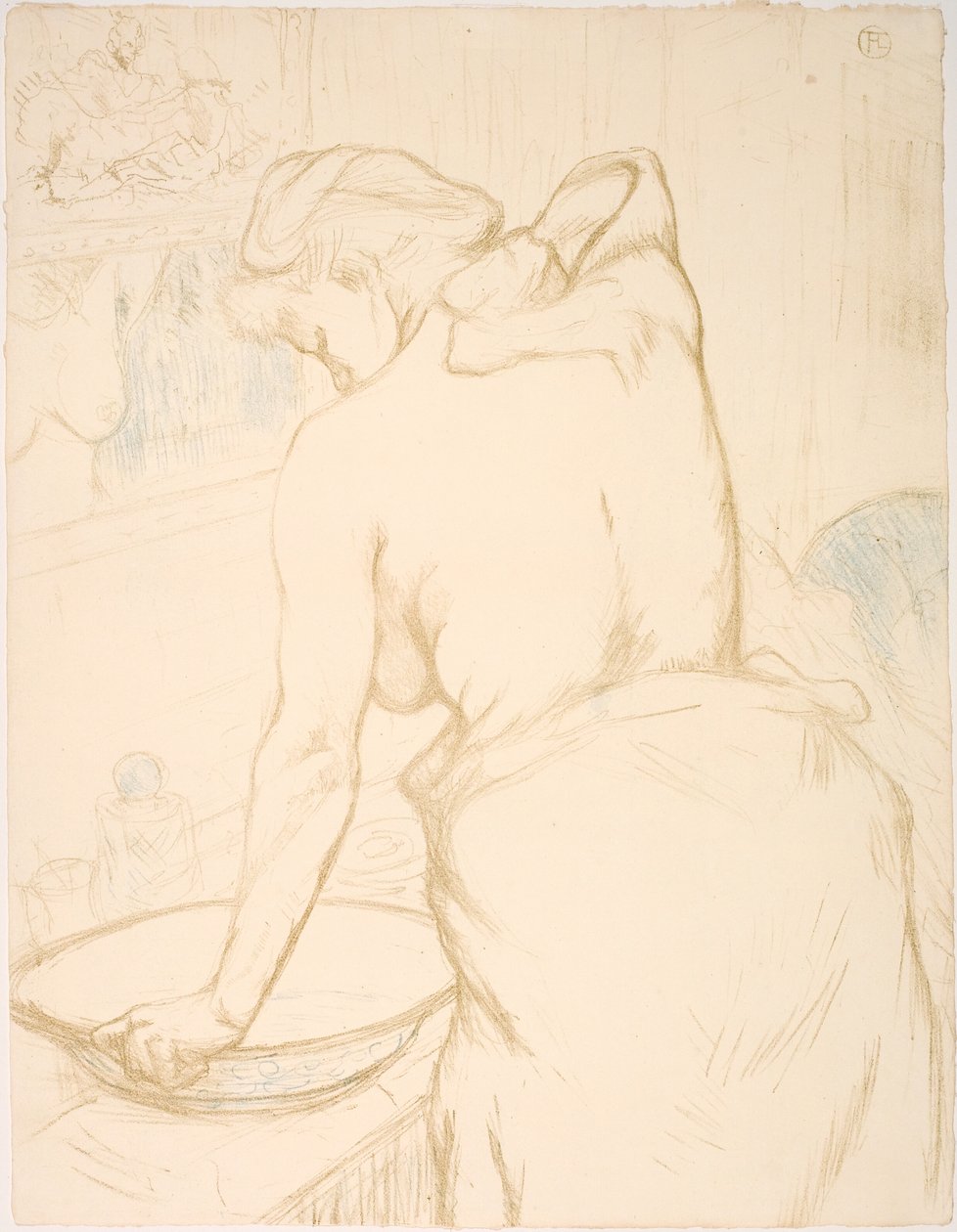 Nainen pesemässä itseään, wc:tä tekijältä Henri de Toulouse Lautrec