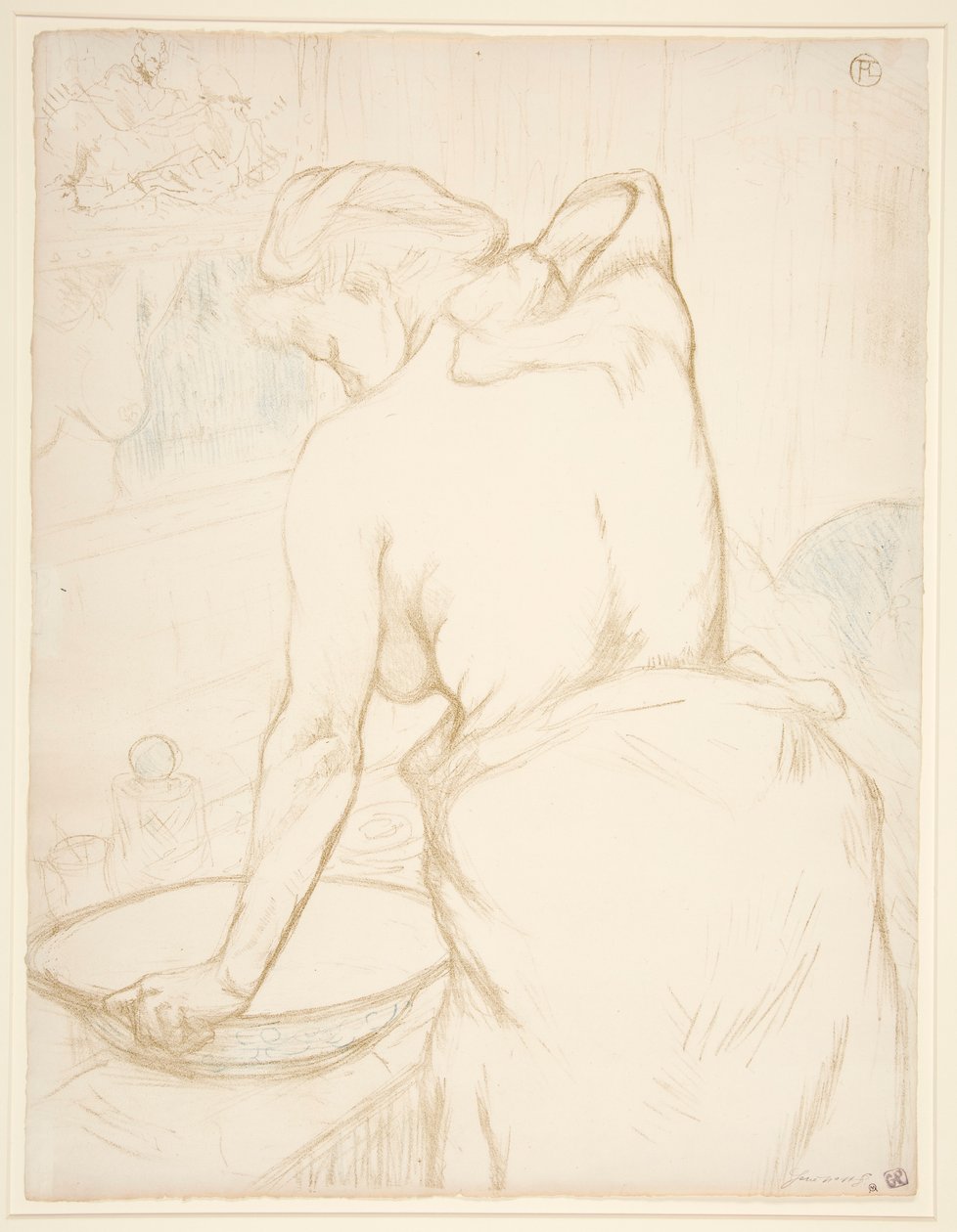 Femme qui se lave, la toilette (Woman at her Toilette, Washing Self), sarjasta Elles tekijältä Henri de Toulouse Lautrec