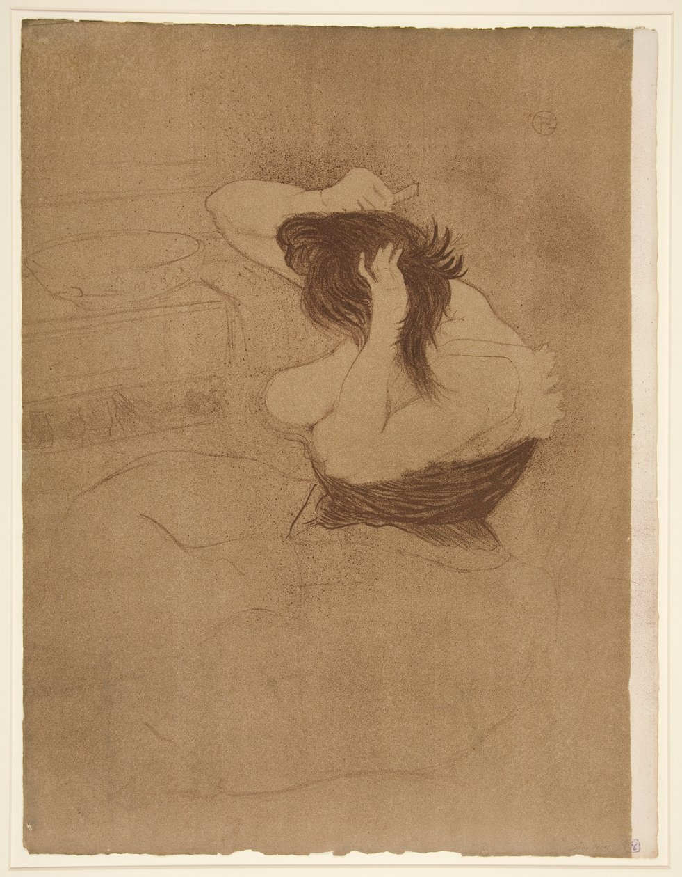 Nainen kampaava hiuksia, sarjasta Elles tekijältä Henri de Toulouse Lautrec