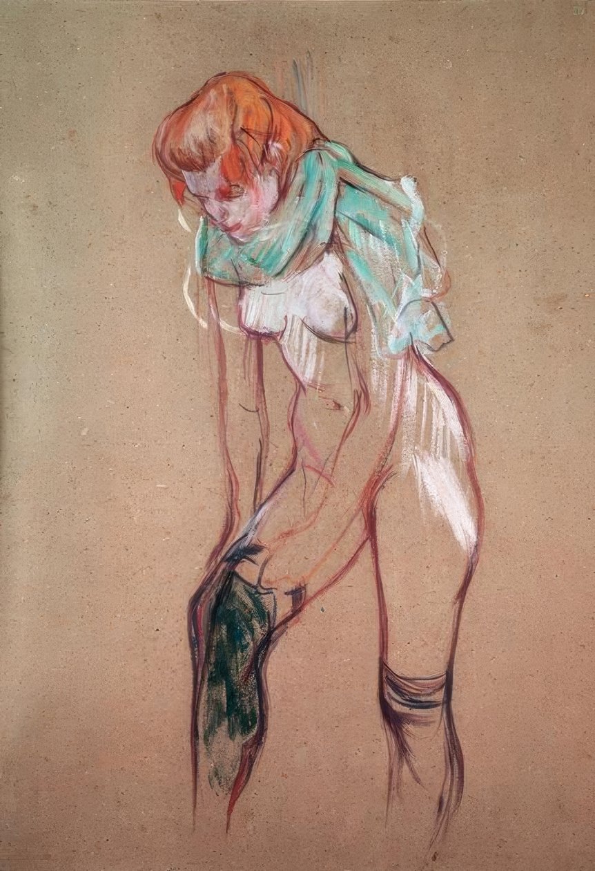 Femme tirant son bas tekijältä Henri de Toulouse Lautrec